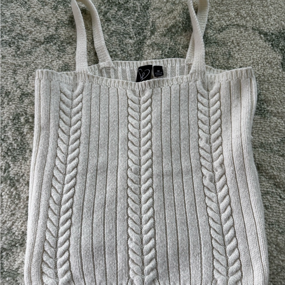 Cream Cable Knit Tank Top